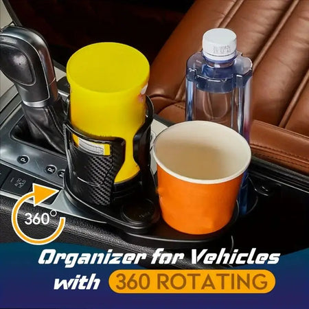 ADJUSTABLE 2-IN-1 CAR CUP HOLDER WITH 360° ROTATION